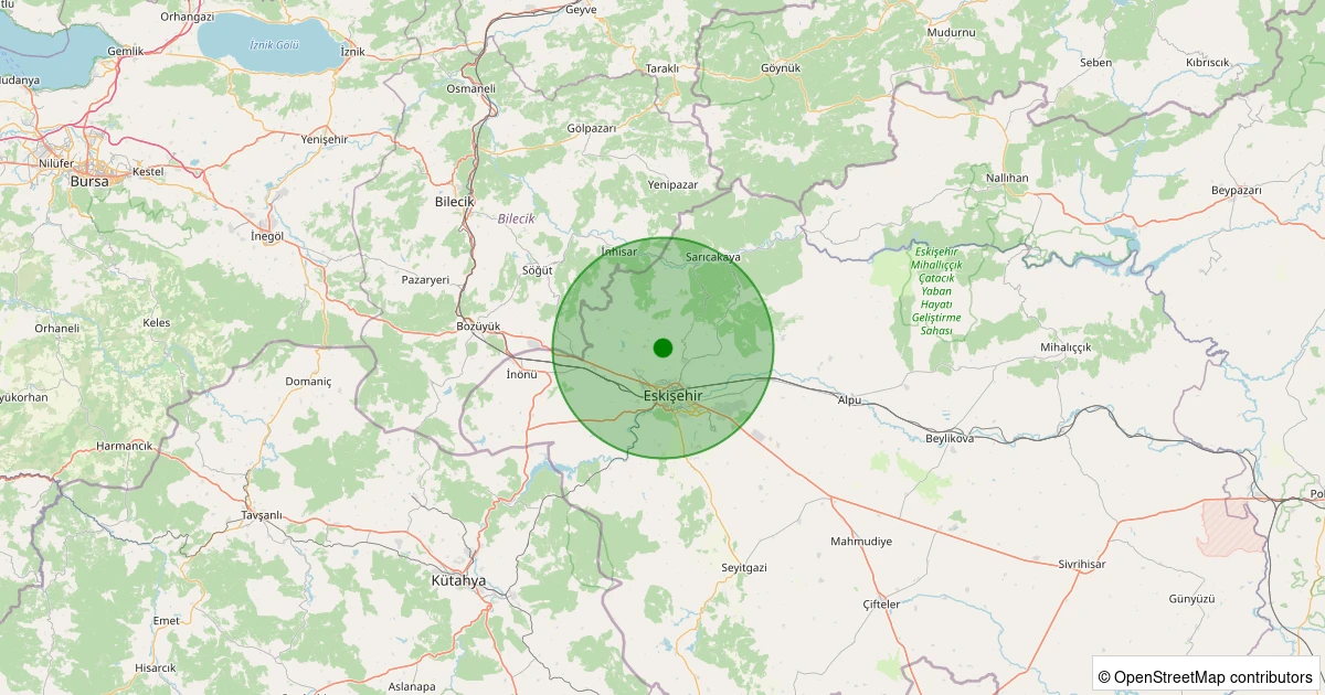 15 Kasım 2025 saat 12:02 - Tepebaşı - Emirceoğlu - 1.80ml depreminin harita gösterimi