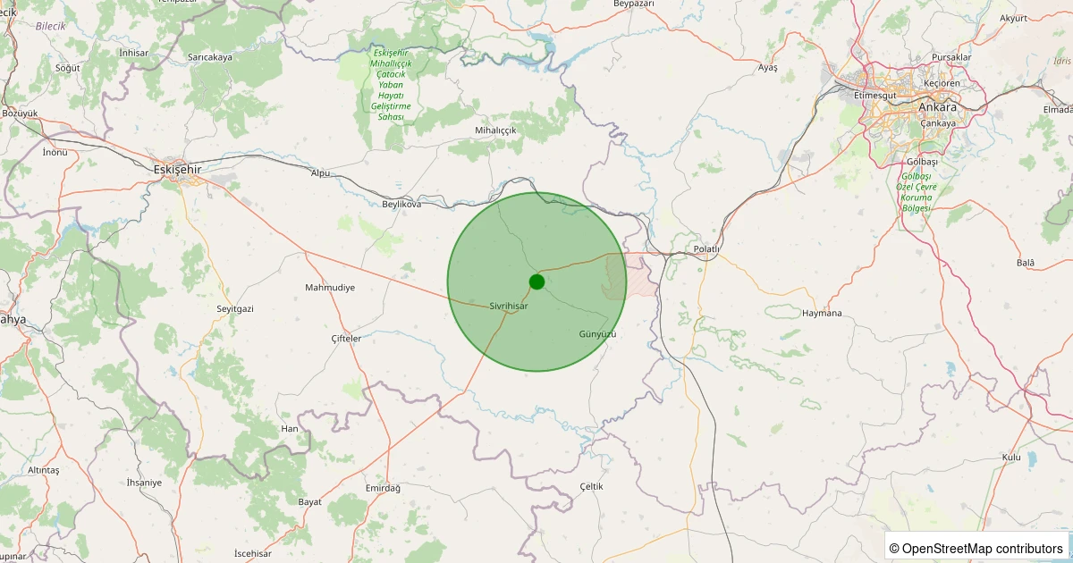 15 Kasım 2025 saat 13:49 - Sivrihisar - Babadat - 1.60ml depreminin harita gösterimi