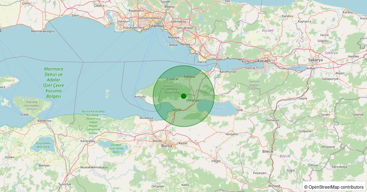 14 Kasım 2025 saat 22:48 - Orhangazi - Hamzalı - 1.10ml depreminin harita gösterimi