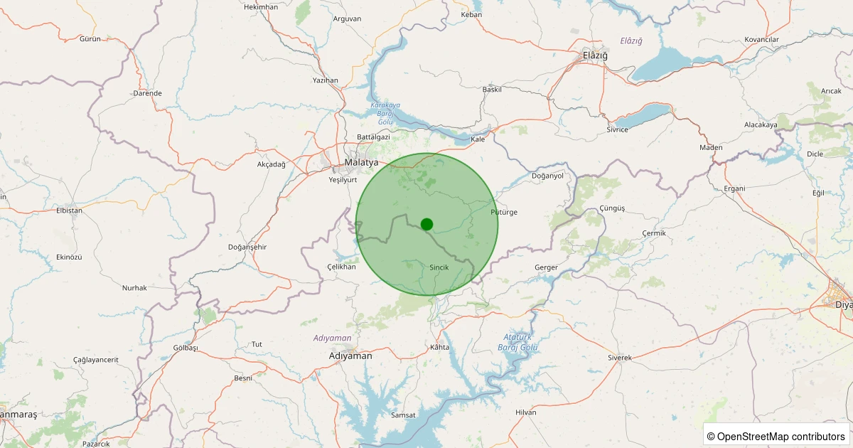 15 Kasım 2025 saat 21:27 - Battalgazi - Gülümuşağı Köyü - 1.90ml depreminin harita gösterimi