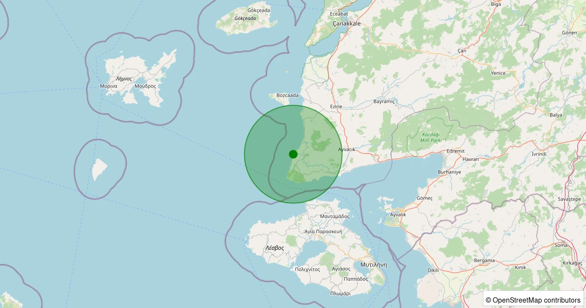 15 Kasım 2025 saat 23:23 - GULPINAR-AYVACIK - 1.40ml depreminin harita gösterimi