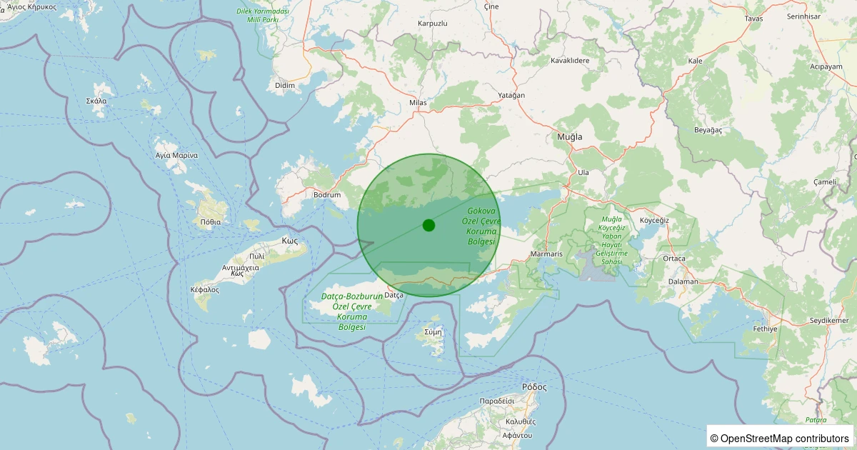 16 Kasım 2025 saat 07:11 - Ege Denizi - Gökova Körfezi - [08.76 km] Milas (Muğla) - 1.30ML depreminin harita gösterimi