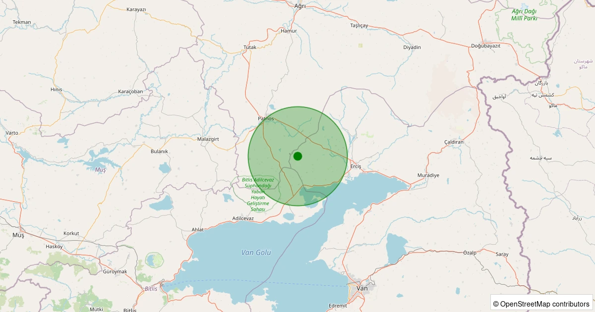 16 Kasım 2025 saat 08:18 - Erciş - 1.50ml depreminin harita gösterimi