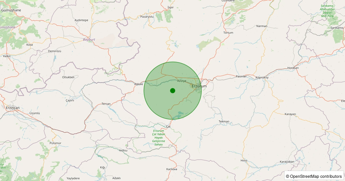 16 Kasım 2025 saat 10:16 - Aziziye - Aşagıyenice - 1.90ml depreminin harita gösterimi