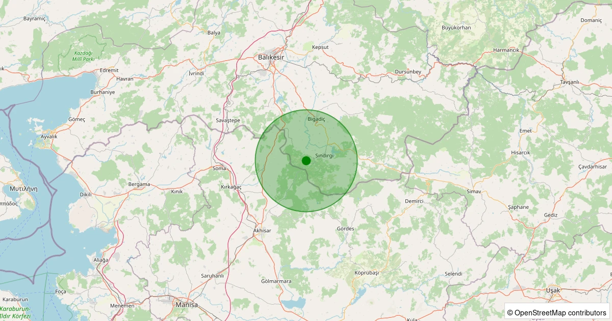 16 Kasım 2025 saat 10:31 - Sındırgı - Kozlu - 1.30ml depreminin harita gösterimi