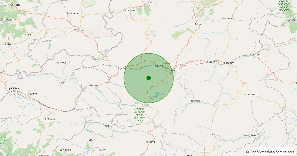 16 Kasım 2025 saat 11:43 - Aziziye - Aşagıyenice - 2.00ml depreminin harita gösterimi