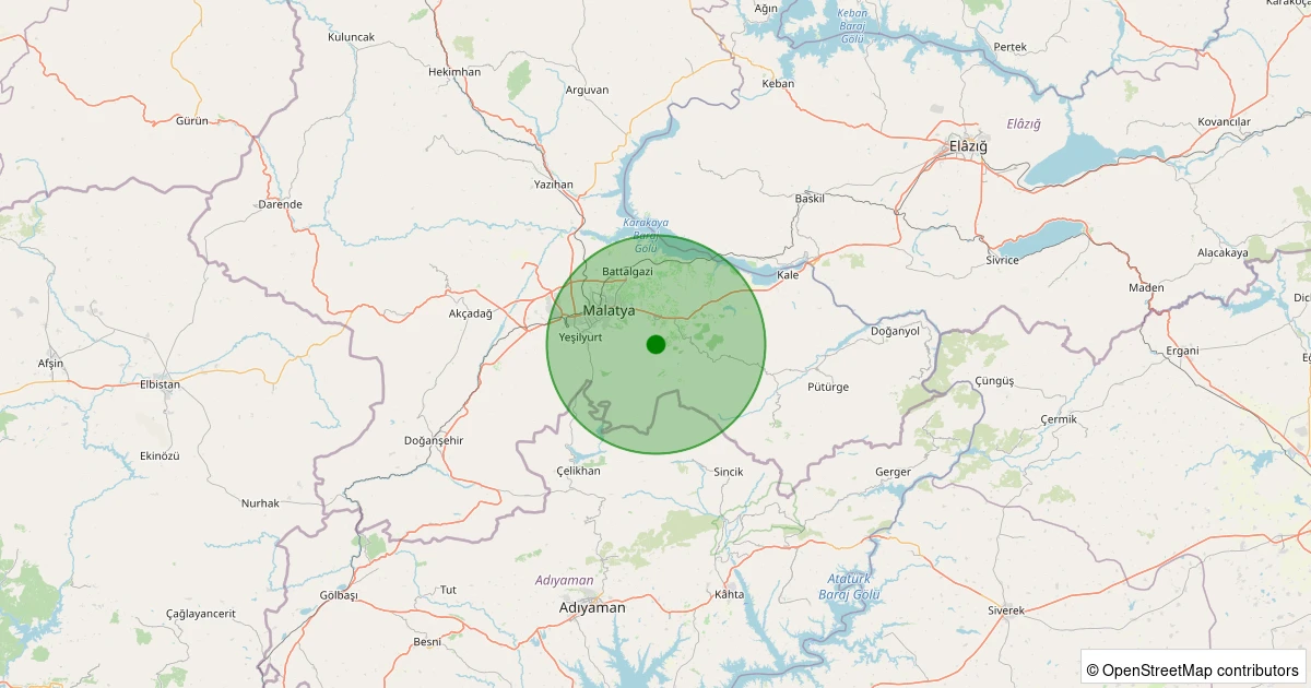 16 Kasım 2025 saat 11:51 - Battalgazi - Balıkdere Köyü - 0.90ML depreminin harita gösterimi