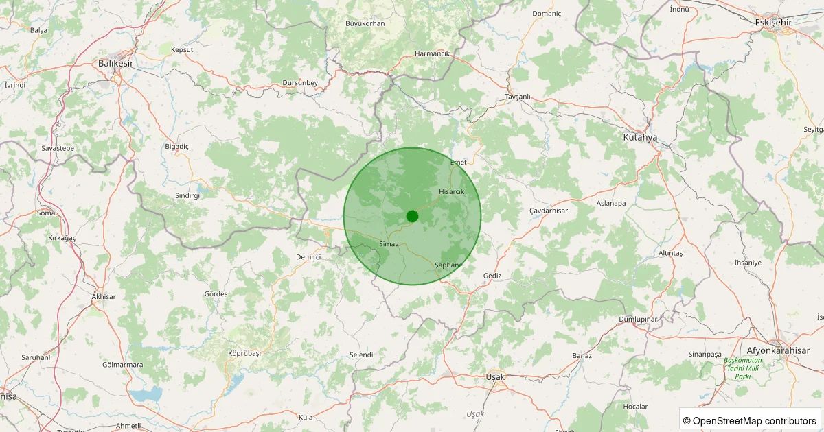 10 Ekim 2025 saat 14:53 - Simav - Söğüt Köyü - 1.20ml depreminin harita gösterimi