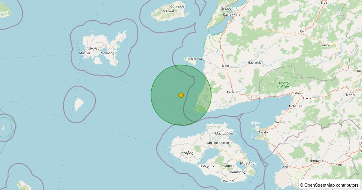 15 Kasım 2025 saat 21:29 - GULPINAR - 4.30ml depreminin harita gösterimi