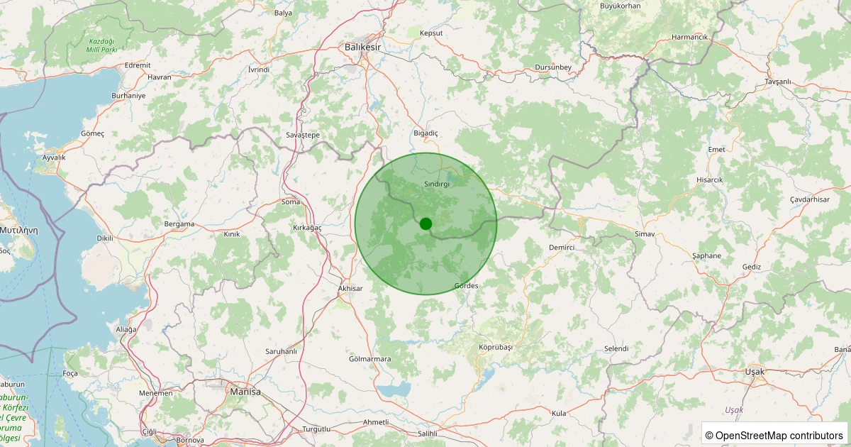 15 Kasım 2025 saat 15:18 - Sındırgı - Kınık - 2.40ml depreminin harita gösterimi