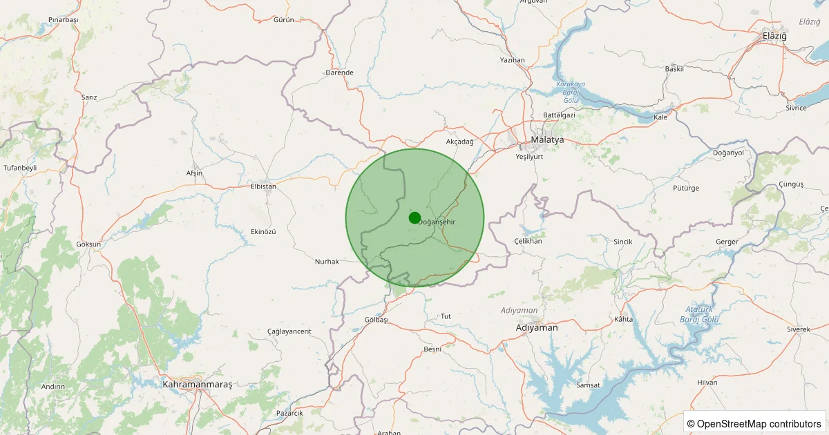 11 Ekim 2025 saat 01:38 - Doğanşehir - Fındık - 1.00ml depreminin harita gösterimi