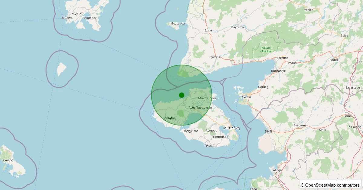 17 Kasım 2025 saat 00:00 - MIDILLI - 1.60ml depreminin harita gösterimi