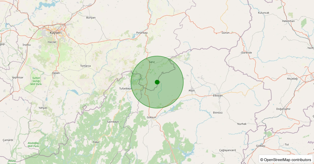 17 Kasım 2025 saat 00:22 - Sarız - Dayoluk Köyü - 1.20ML depreminin harita gösterimi