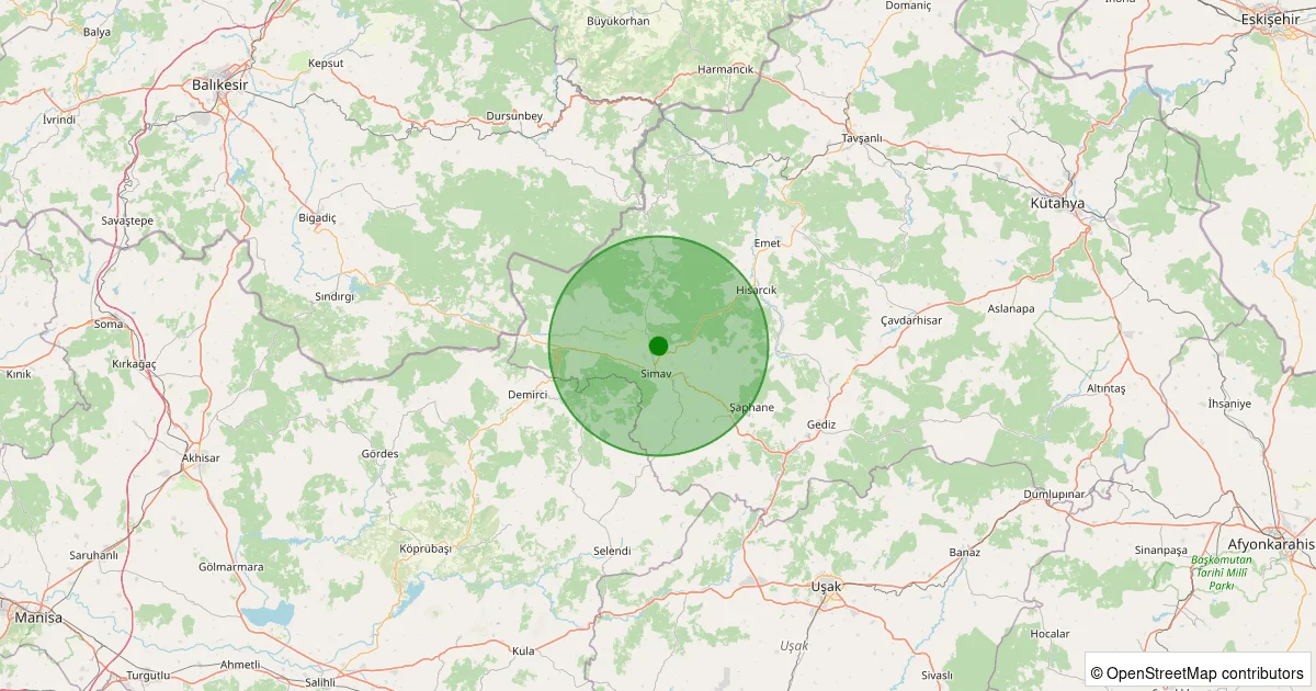 10 Ekim 2025 saat 23:56 - Simav - Naşa/Fatih - 1.40ml depreminin harita gösterimi