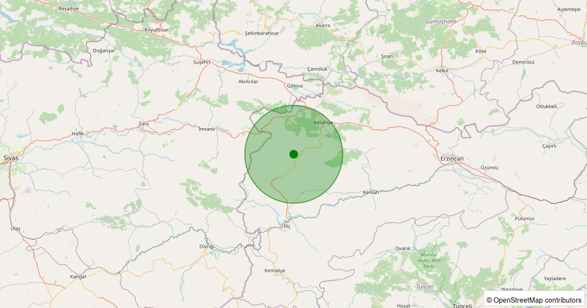 17 Kasım 2025 saat 03:12 - Refahiye - Bostandere Köyü - 1.50ml depreminin harita gösterimi