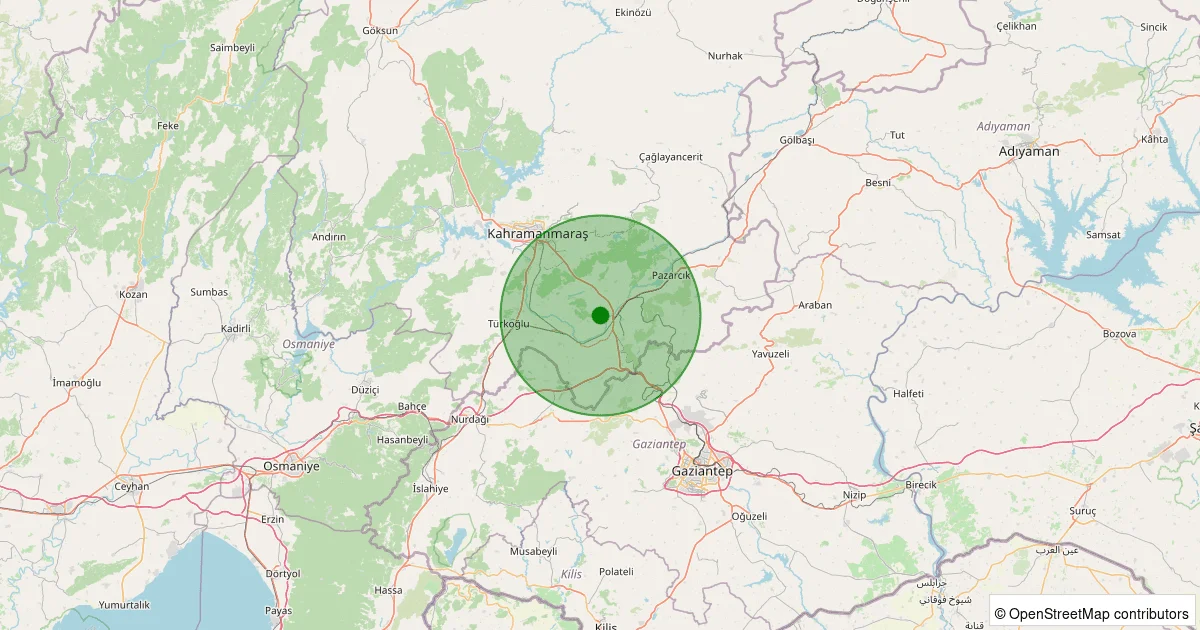 10 Ekim 2025 saat 20:47 - Dulkadiroğlu - Narlı Çerkezler - 2.40ml depreminin harita gösterimi