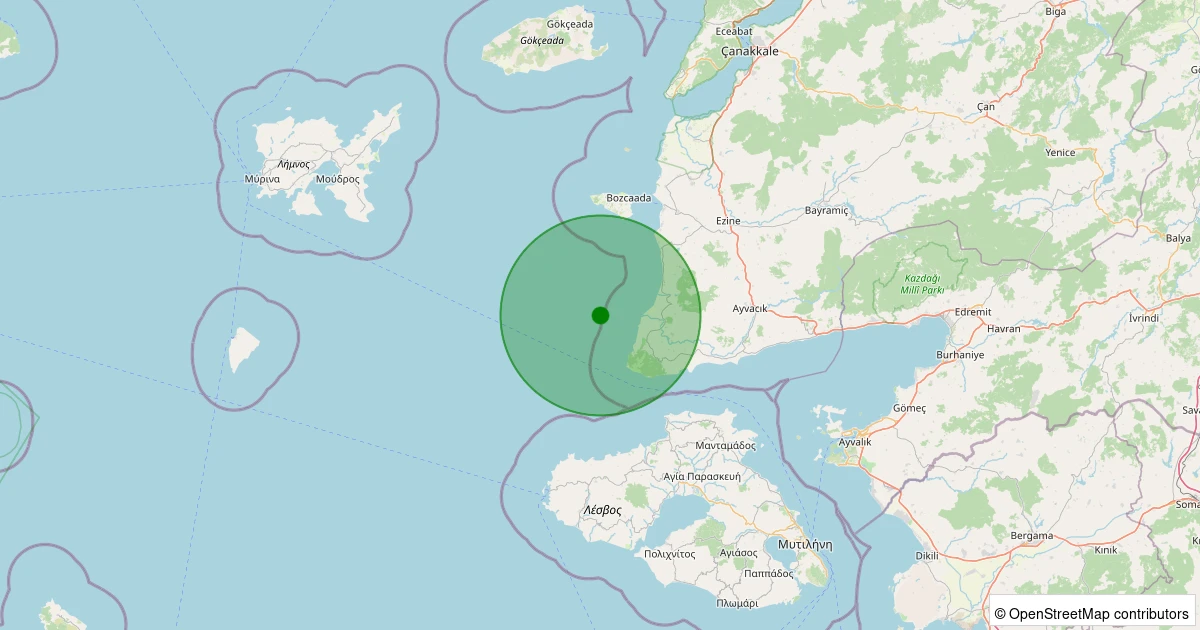 17 Kasım 2025 saat 03:37 - Ege Denizi - [12.55 km] Ayvacık (Çanakkale) - 2.20ML depreminin harita gösterimi