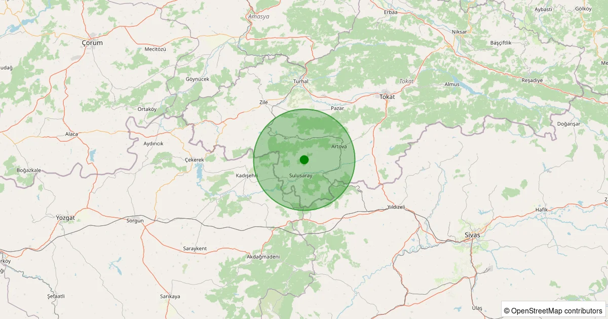 10 Ekim 2025 saat 18:42 - Sulusaray - Alpudere Köyü - 2.00ml depreminin harita gösterimi