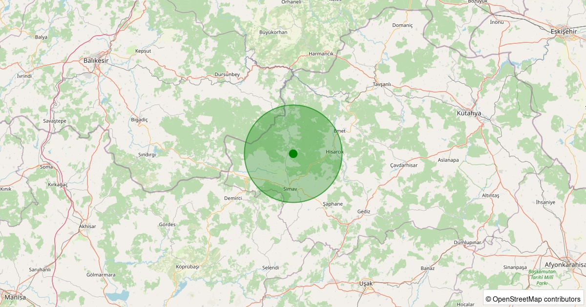 17 Kasım 2025 saat 05:38 - Simav - Yemişli Köyü - 2.20ml depreminin harita gösterimi