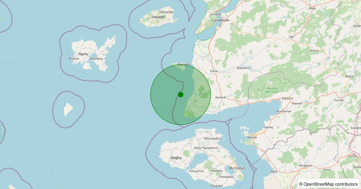 17 Kasım 2025 saat 08:33 - Ege Denizi - [11.90 km] Ayvacık (Çanakkale) - 1.50ML depreminin harita gösterimi