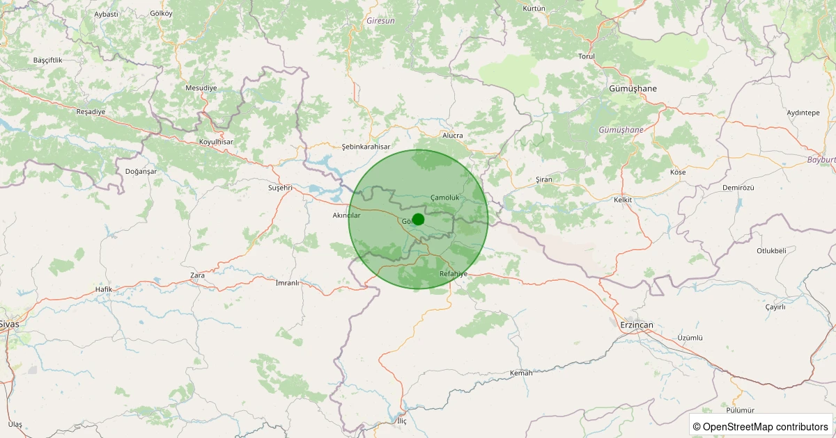 17 Kasım 2025 saat 09:15 - Gölova - Mimarsinan - 2.50ml depreminin harita gösterimi