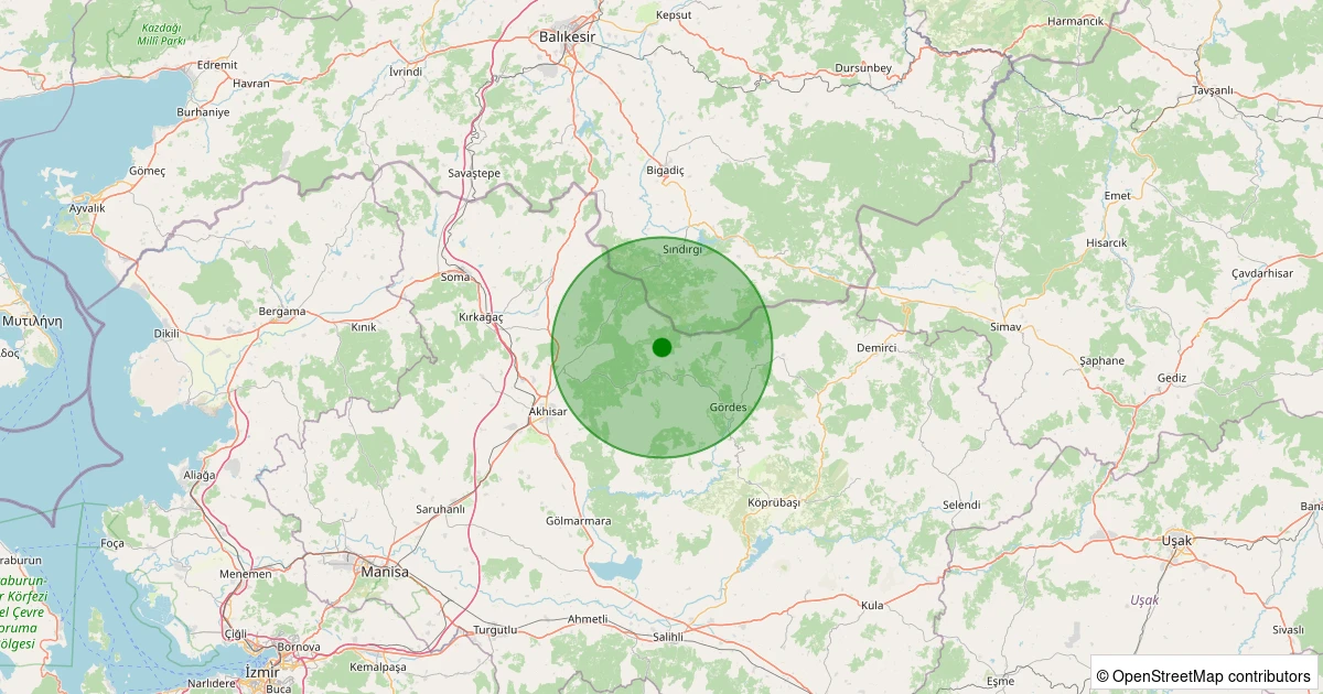 17 Kasım 2025 saat 11:23 - Akhisar - Hanpaşa Köyü - 1.60ml depreminin harita gösterimi