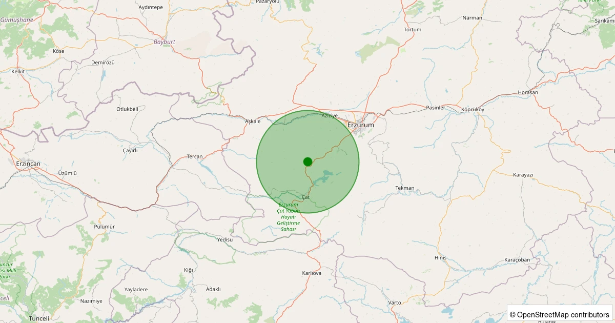 17 Kasım 2025 saat 12:53 - Palandöken - Güzelyurt - 1.00ml depreminin harita gösterimi