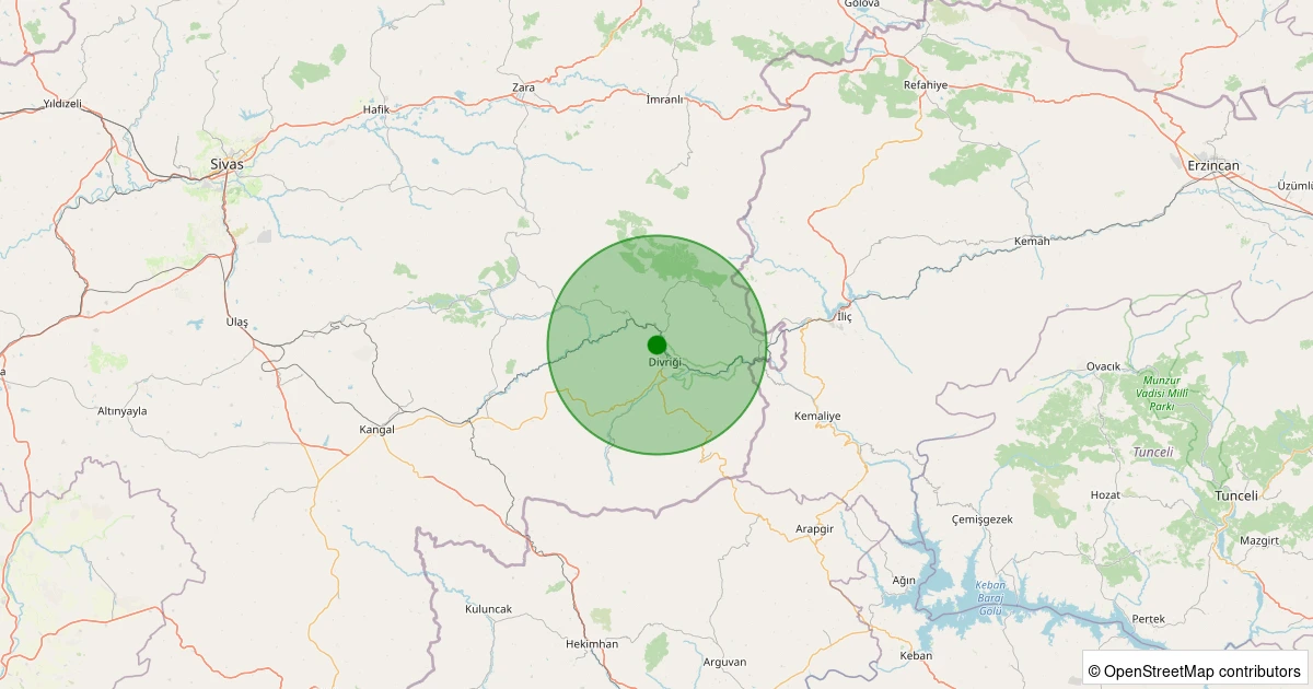 17 Kasım 2025 saat 15:55 - Divriği - Demirdağ - 1.30ml depreminin harita gösterimi