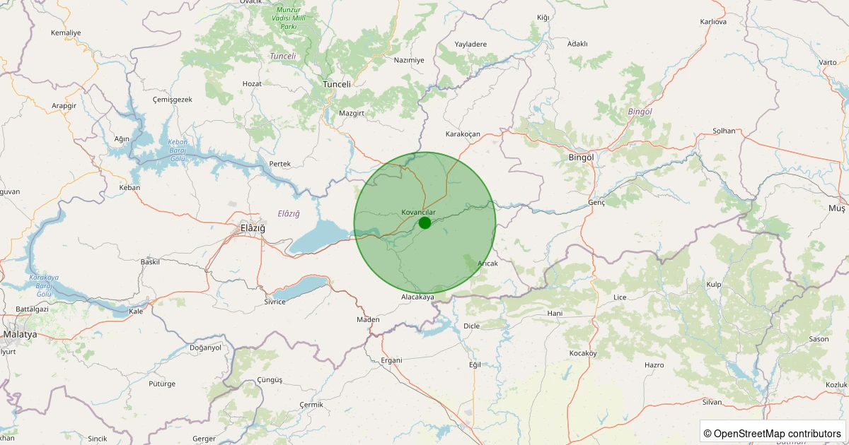 17 Kasım 2025 saat 20:13 - Palu - Seydili Köyü - 1.10ml depreminin harita gösterimi
