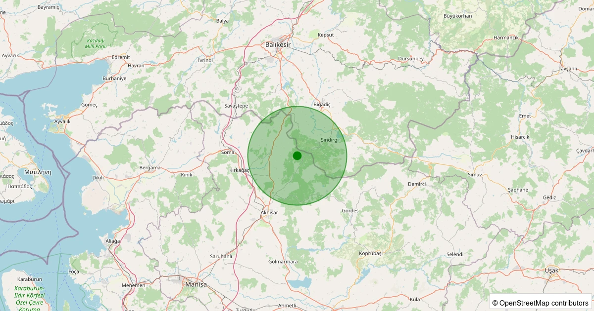 18 Kasım 2025 saat 01:35 - Akhisar - 1.30ml depreminin harita gösterimi