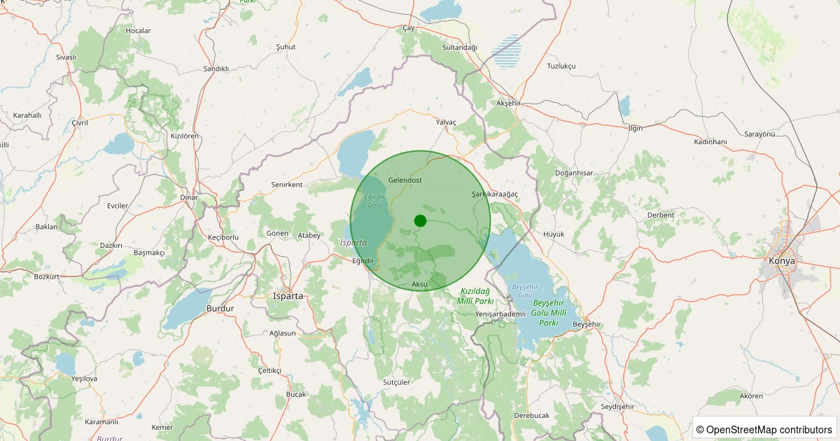 18 Kasım 2025 saat 01:44 - Gelendost - 1.20ml depreminin harita gösterimi