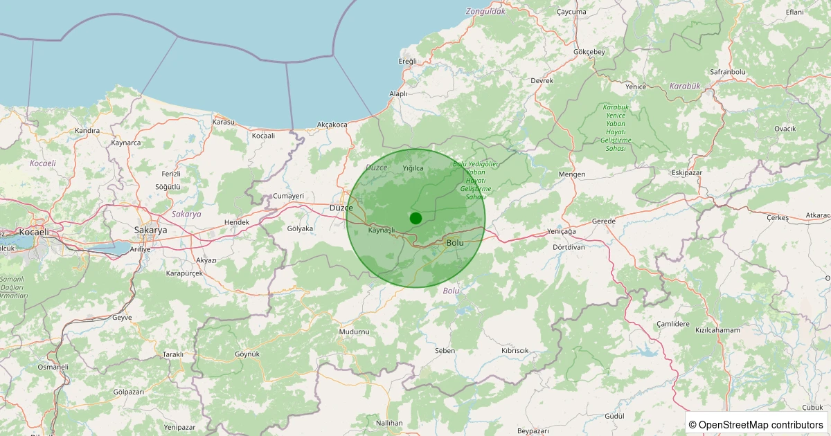 18 Kasım 2025 saat 03:55 - Yığılca - Hocatman Köyü - 1.30ml depreminin harita gösterimi
