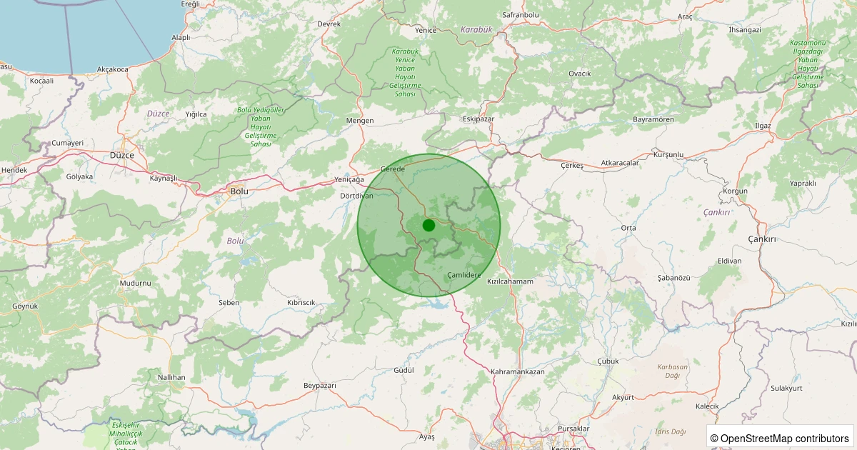 18 Kasım 2025 saat 06:57 - Gerede - 1.80ml depreminin harita gösterimi