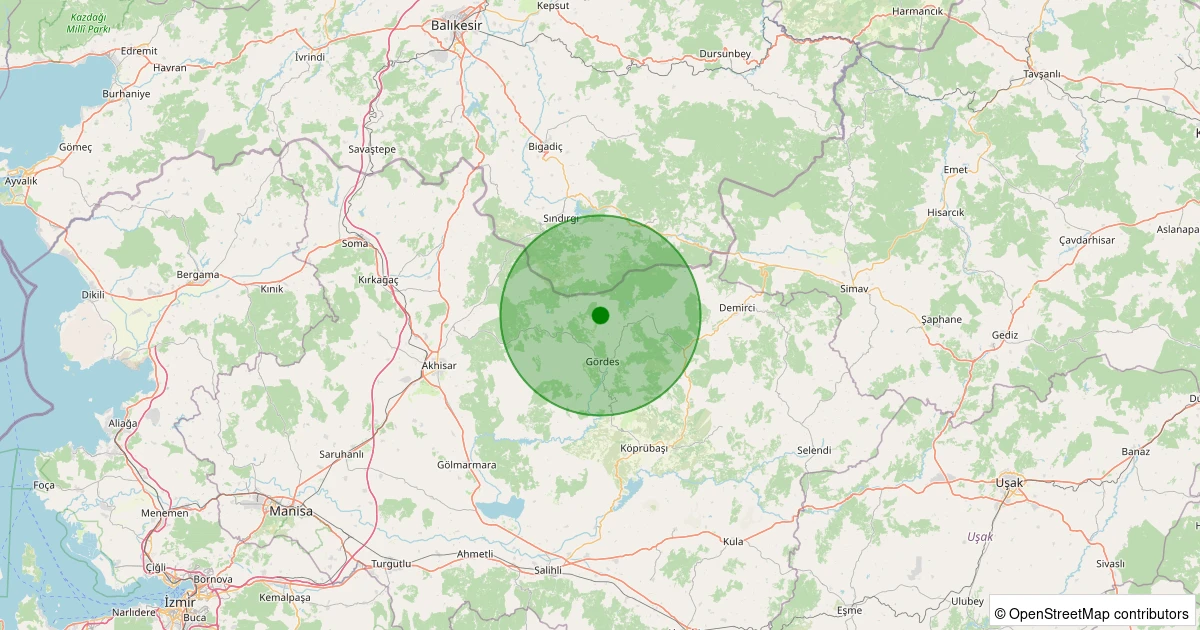 18 Kasım 2025 saat 07:42 - Gördes - Dutluca - 1.60ml depreminin harita gösterimi