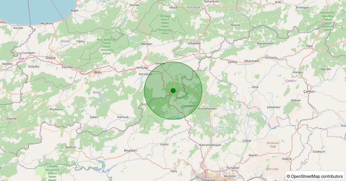 18 Kasım 2025 saat 07:07 - Gerede - 1.00ML depreminin harita gösterimi