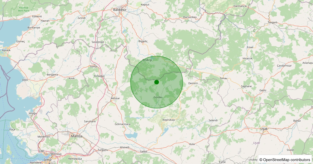 18 Kasım 2025 saat 16:52 - Gördes - Börez - 1.20ml depreminin harita gösterimi