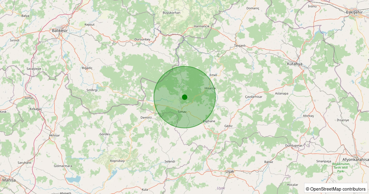 19 Kasım 2025 saat 03:27 - Simav - Eğirler Köyü - 1.20ml depreminin harita gösterimi