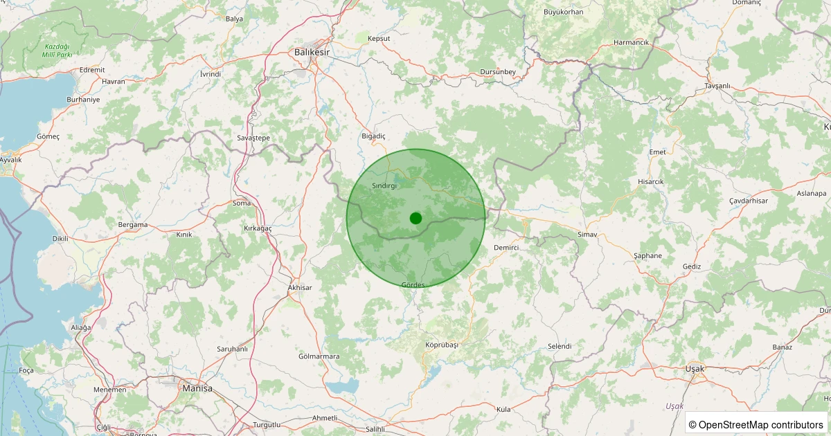 19 Kasım 2025 saat 04:02 - Gördes - Şeyhyayla - 1.00ml depreminin harita gösterimi