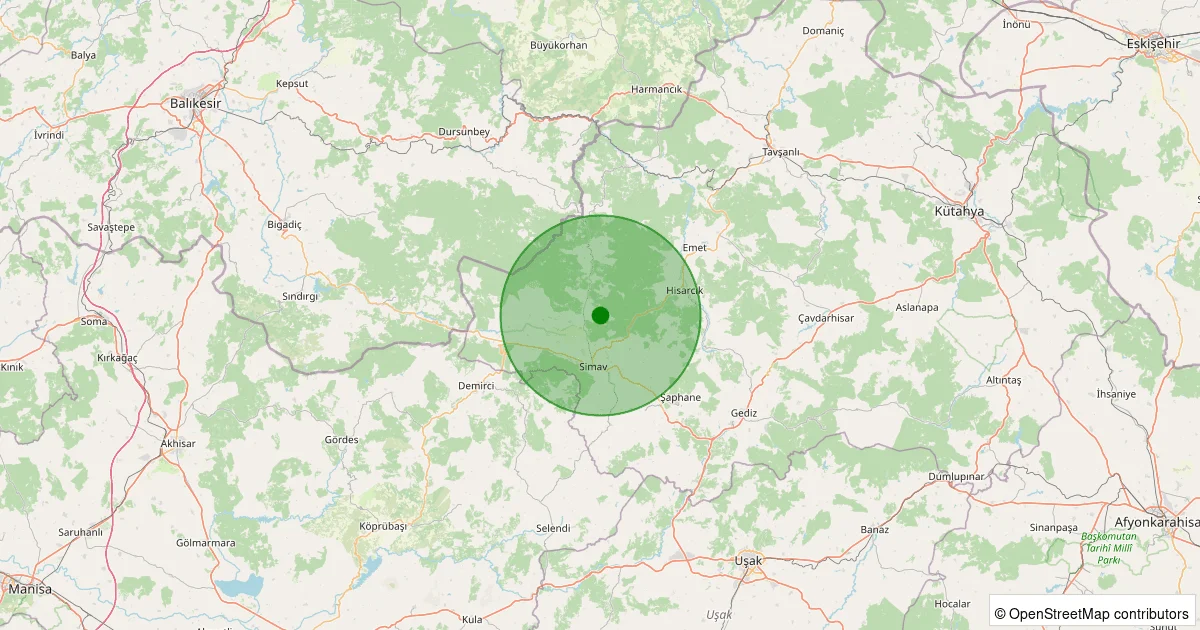 11 Ekim 2025 saat 03:43 - Simav - Eğirler Köyü - 1.50ml depreminin harita gösterimi