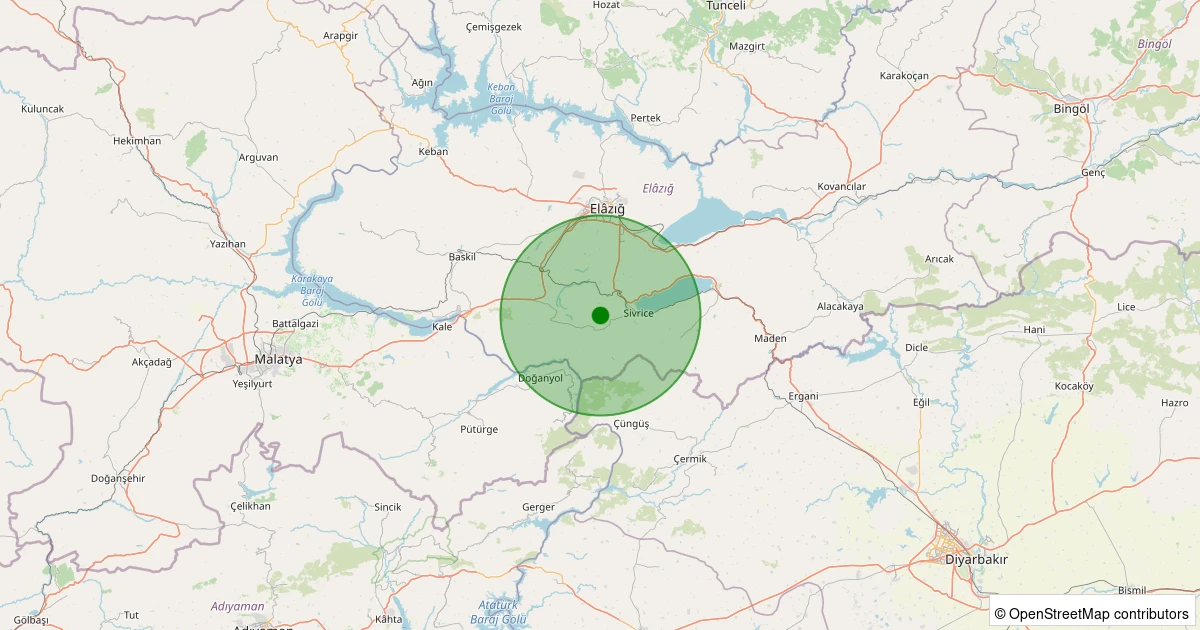 19 Kasım 2025 saat 06:31 - Sivrice - Soğukpınar Köyü - 2.50ml depreminin harita gösterimi