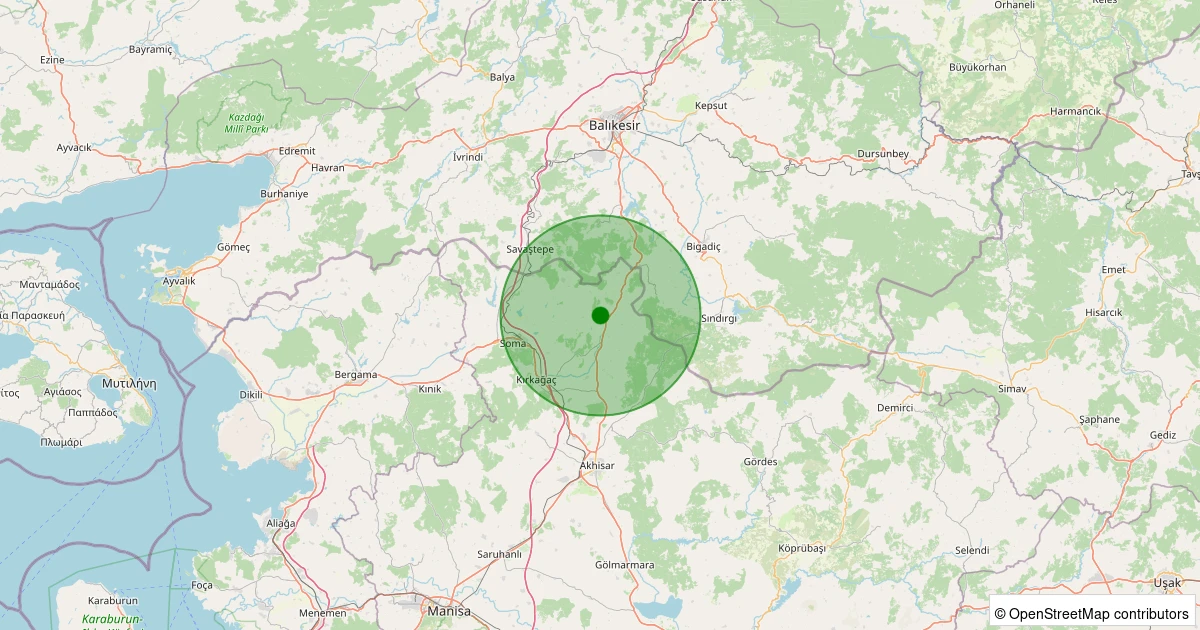 19 Kasım 2025 saat 08:56 - Kırkağaç - Sakarlı - 1.20ml depreminin harita gösterimi