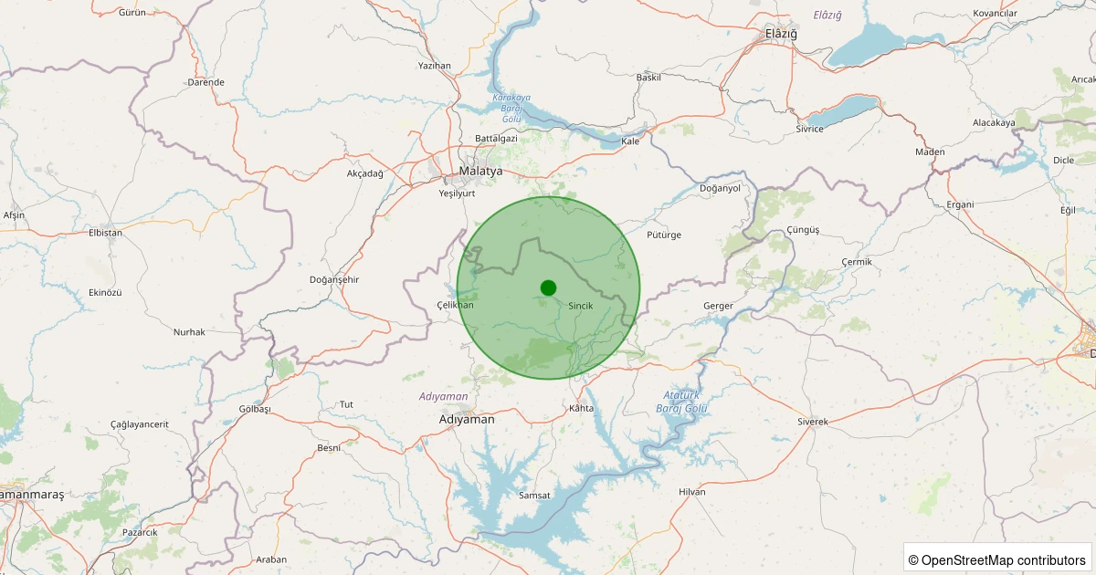 19 Kasım 2025 saat 11:02 - Sincik - Yarpuzlu Köyü - 1.50ml depreminin harita gösterimi