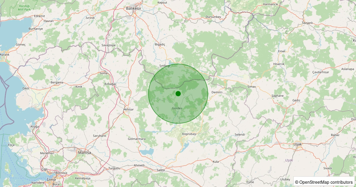 19 Kasım 2025 saat 11:37 - Gördes - 1.00ml depreminin harita gösterimi
