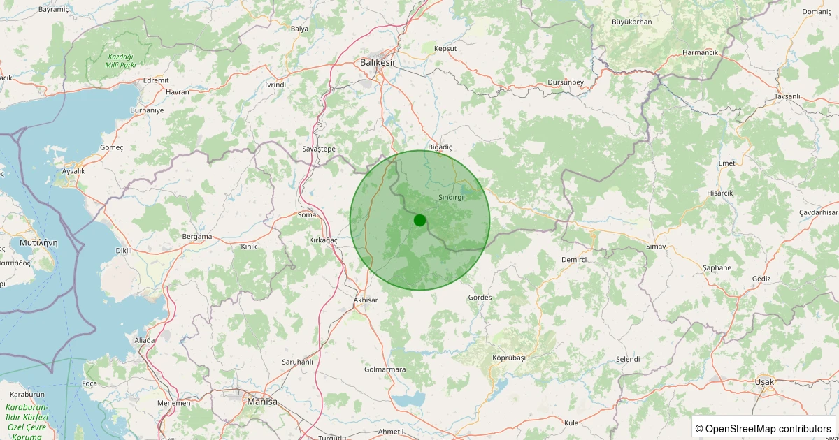 19 Kasım 2025 saat 13:21 - Akhisar - 1.50ml depreminin harita gösterimi