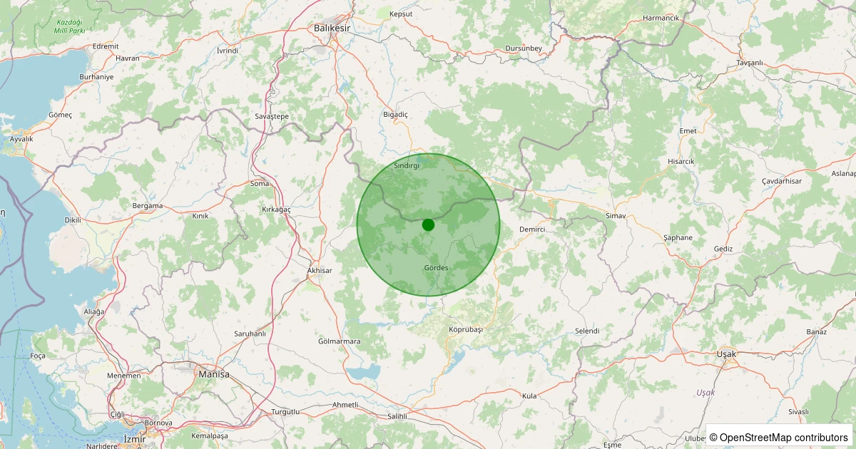 19 Kasım 2025 saat 16:26 - Gördes - Dutluca - 1.60ml depreminin harita gösterimi