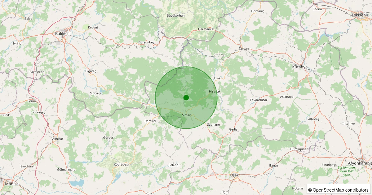 11 Ekim 2025 saat 06:44 - Simav - Eğirler Köyü - 3.20ML depreminin harita gösterimi