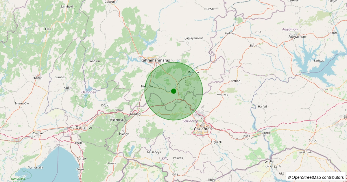 20 Kasım 2025 saat 06:17 - Pazarcık - Sarıerik - 1.80ml depreminin harita gösterimi