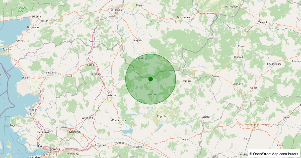 20 Kasım 2025 saat 07:29 - Gördes - Dutluca - 3.10ml depreminin harita gösterimi