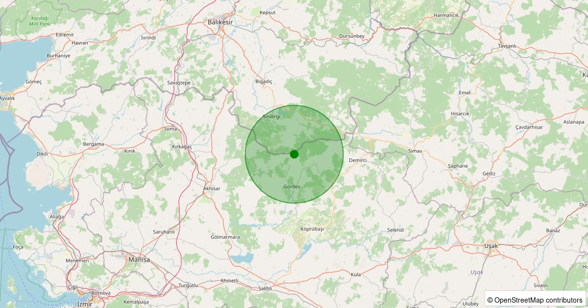 20 Kasım 2025 saat 12:21 - Gördes - 1.50ml depreminin harita gösterimi