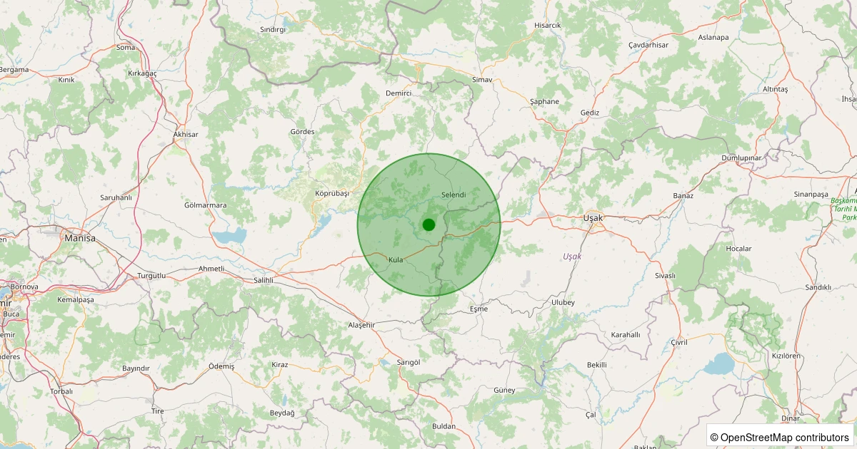 20 Kasım 2025 saat 16:11 - Kula - Şehitlioğlu - 1.50ml depreminin harita gösterimi